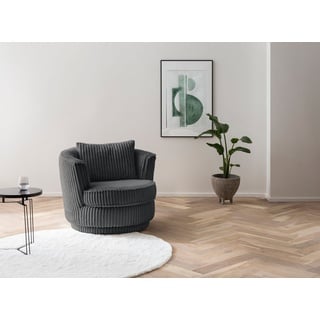 LEONIQUE Drehsessel »MAISIE, Lese-Sessel, Love Seat,«, trendige Stoffe MEGA CORD und Web-Velours, 360 Grad drehbar, grau