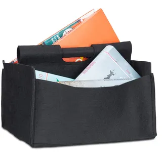 Relaxdays Zeitungskorb aus Filz, schwarz