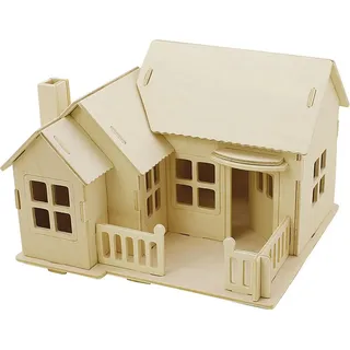 3D-Holzpuzzle, Haus mit Terrasse, Größe 19x17,5x15 , Sperrholz, 1Stck