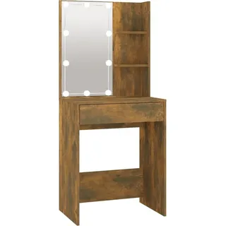 Schminktisch mit LED Räuchereiche 60x40x140 cm - Braun