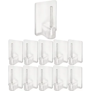 Your Day Mate Gardinenstangen Haken zum Kleben, 10 Pack, transparent, Standard Größe mit 24 x 16,5 mm, für Vorhänge & Scheibengardinen, ohne Bohren, Gardinenhaken kleben, Gardinenstangen Klebehaken