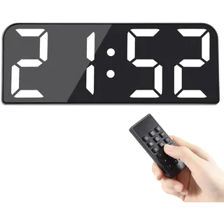 Koolertron Digitale Wanduhr 9,5 Zoll Groß Display, Digital Uhr mit Fernbedienung, Wanduhr Digital mit Countdown, Uhrzeit, Datum, Temperatur, für Wohnzimmer Küche Büro Gym (Weiß)