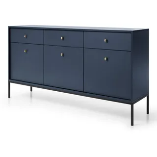 Masseno Sideboard Mondo 154/83/39 cm mit 3 Schubladen 3 Türen Blau , Holzwerkstoff , 154x83x39 cm , Kleinmöbel, Kommoden, Sideboards