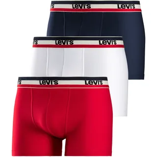 Boxer LEVI'S, Herren, Gr. S, bunt (navy, rot, weiß), Jersey, Obermaterial: 95% Baumwolle, 5% Elasthan, bedruckt, unifarben mit Farbeinsatz, eng, Unterhosen Boxer, mit kontrastierendem Logo-Bund