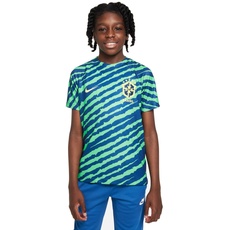 Nike Unisex Kinder Fußball Oberteil CBF Y Nk Df Top Ss Pm, Coastal Blue/Coastal Blue/Dynamic Yellow, DM9617-490, S