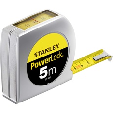 Stanley Powerlock Bandmaß 0-33-932 (5m mit Sichtfenster, extra starkes Band, Mylar-Schutzschicht, verchromt, Gürtelclip)