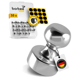 borbee - 16er Set Mini Magnete Neodym extra stark (12x16mm, klein) Kegelmagnete für Whiteboard, Magnettafel, Pinnwand, Kühlschrank, Büro, Haushalt, Küche - Als Kühlschrankmagnete oder als Aufhänger