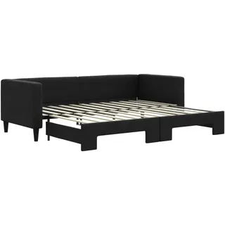 vidaXL Tagesbett Ausziehbar Schwarz 80x200 cm Stoff - Schwarz