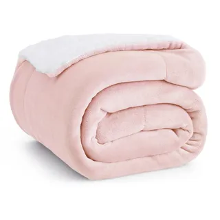 BEDSURE Kuscheldecke - Warm Sherpa Wolldecke & Sofadecke, Flauschig Sofaüberwurf Decke, Dicke Couchdecke, Fleecedecke, Flauschige Wohndecke für Couch, Rosa, 150x200 cm, XL