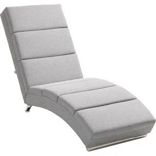 HOMCOM Relaxliege Liegesessel Loungesessel Gepolstert Polstersessel Chaiselongue mit Leinenoptik, Stahlbeine Relaxsessel für Wohnzimmer Hellgrau - Hellgrau