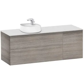Waschbecken links + Unterschrank 2 Schubladen + 1 Tür Beyond Roca, 140 x 50 x 52 cm, Eiche (Referenz: A851402402)