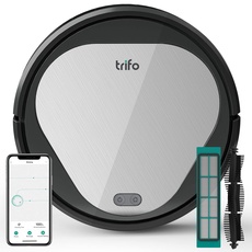 TRIFO Emma Staubsaugerroboter, 3000 Pa, Laufzeit von 110 Minuten, funktioniert mit Alexa und Google Home und WLAN 2,4 GHz, ideal für Tierhaare, harte Böden und Teppiche mit kurzem Flor, Grau