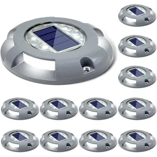 Siedinlar Solar Bodenleuchte 12 Stück Solarleuchte für Garten Außenleuchte wasserdichte LED für Rasen, Einfahrt Gehweg Terrasse Garten (Weiß)