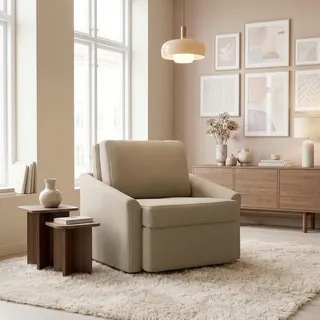 Mid.you Schlafsessel , Beige , Kunststoff , Uni , 108x86x96 cm , Made in EU, FSC Mix , Liegefunktion , Wohnzimmer, Sofas & Couches, Schlafsofas, Schlafsessel