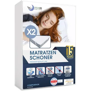 Dreamzie Matratzenschoner 90 x 200 cm Wasserdicht (2er-Set) Oeko-TEX Zertifiziert - Nässeschutz 90x200 Atmungsaktive
