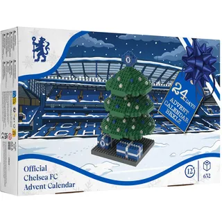 FOCO Offiziell Lizenziertes Chelsea FC BRXLZ 3D Bricks Konstruktionsspielzeug Modell Weihnachtsbaum Adventskalender 24 Tage