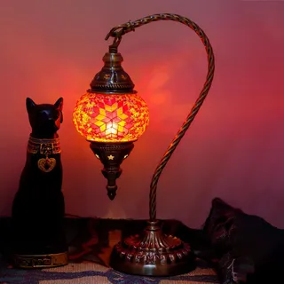 Türkische exotische Mosaik Tischlampe mit handgefertigten marokkanischen Stil Retro Lampe Schatten Dekorative Lichter für Schlafzimmer Weihnachten Halloween Büro Art Decor