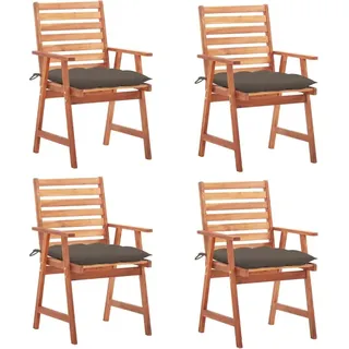 Garten-Essstühle 4 Stk. mit Kissen Massivholz Akazie - Taupe, Bunt