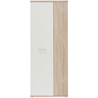 Forte NET106 Schrank 70 180 69 x 35 x 179 cm Weiß mit Holzdekor: Sonoma Eiche