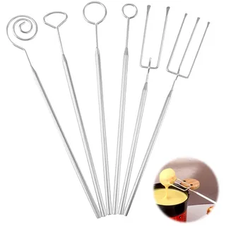 6 Stück Pralinengabeln,Pralinengabel Set mit Gitter,Schokolade Pralinengabel,Pralinen Werkzeug Set für Handgefertigte Pralinen,Süßigkeiten,Trüffel,Käsefondue,Nüsse,Eiskugelportionierer (Silber)