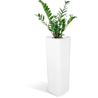 Kloris Pflanzkübel quadratische Säule 30 x 30 x 90 cm H Polyethylen weiß Tiefe 24 cm