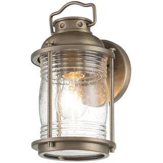 Außenlampe Wand Vintage Alu Glas E27 IP44 27,8 cm hoch klein Leuchte Außen Haus