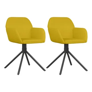 vidaXL Esszimmerstühle 2 Stk. Drehbar Gelb Samt