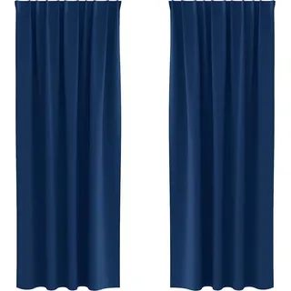 vidaXL Verdunkelungs-Vorhänge mit Ringen 2 stk. Dunkelblau Polyester - Blau