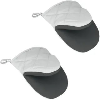 Metaltex 1 Paar Ofenhandschuhe, Anti-Rutsch Backofenhandschuhe Baumwolle 14 cm, Grau
