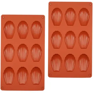 burkfeeg 2 Stück Madeleine Backformen, Madeleine-Form aus Silikon Muschelförmige Backform für Kekse, SüßIgkeiten, Schokolade, Eiswürfel