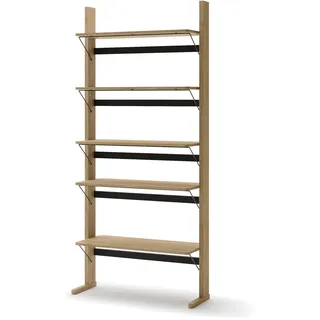Selsey Elegantes Ollie-Regal, 193 cm x 88 cm x 35 cm, stabil und modern, freistehend, geölte Eiche, 5 Regale mit Metallhalterungen, für industrielle und skandinavische Einrichtung