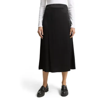 Satinrock TOM TAILOR "High waist maxi", Damen, Gr. 36, deep schwarz, Satin, Obermaterial: 62% Viskose, 38% Polyester, unifarben, regular fit kniebedeckend, Röcke Satinrock, mit verdecktem Reißverschluss