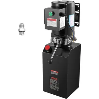 VEVOR 14 Qt Hydraulikaggregat einfachwirkende Stahlpumpe für Kippanhänger, 22 MPa max. Entlastungsdruck & 6,3 L/min Durchflussrate, Hydraulikpumpe mit Metallbehälter zum Anheben von Kippanhängern