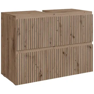 Vicco Waschbeckenunterschrank Takumi, 80 x 58 cm mit 2 Schubladen, - Braun