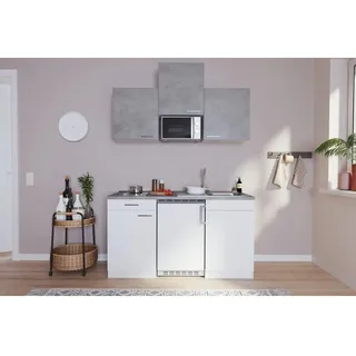 Respekta Küchenzeile 150 cm Grau/Weiß