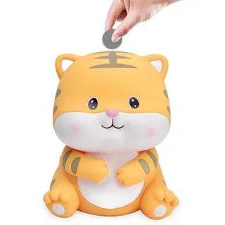 Hapivida Tier Kinder Spardose, Tiger Sparschwein Bank Niedliche Tiger Spardose KarikaturTier Sparschwein Ornamente Coin Bank Münzen Spardose für Kinder