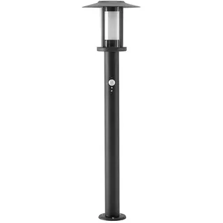Lindby LED Außenleuchte Gregory mit Bewegungsmelder (spritzwassergeschützt (Modern) in Schwarz aus Edelstahl (1 flammig,) - Wegeleuchte Pollerleuchte Wegelampe Sockelleuchte