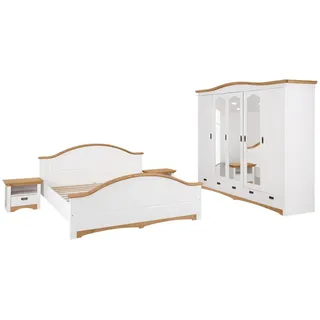 Home Affaire Schlafzimmer-Set »"Konrad", komplettes Schlafzimmer mit großem Schrank« Set, Kleiderschrank 5 türig mit Schubladen, 2 Nachttische, Bett 180x200cm, 4 Stk. tlg. mit 5-trg. Kleiderschrank, Bett 180/200 cm und 2 Nachttischen, gelb