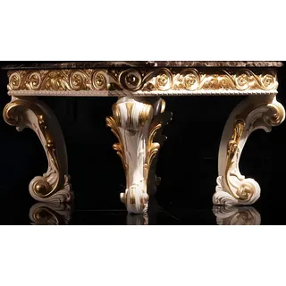 Couchtisch mit Marmor Rund Tisch antike Beistelltisch Barock Rokoko Italienische - Gold