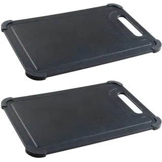Schneidebrett WENKO "Modell Peet", schwarz, B:30cm H:0,8cm L:20,5cm, Kunststoff, Polypropylen, Schneidebretter, Schneidebrett, Küchenbrett mit Anti-Rutsch-Ecken und Saftrille, spülmaschinengeeignet