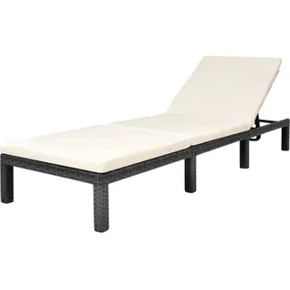 vidaXL Sonnenliege mit Auflage Verstellbar Poly Rattan Schwarz - Schwarz