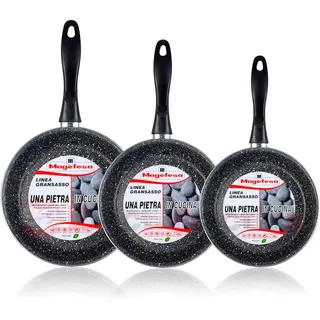 Set 3 Bratpfannen 20-24-28cm, Induktion, PFOA-Free Antihaftbeschichtung STONE