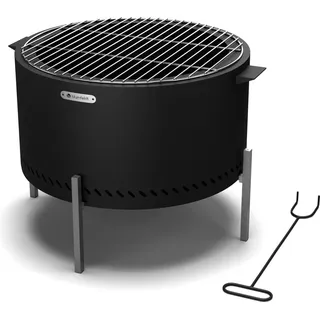 Blumfeldt Ignite Pure Feuerschale - Fast Rauchfrei, Rostbeständig, Tragbar & Kompakt, Inkl. Grillrost & Regenschutz, Leicht zu Reinigen, Perfekt für Garten & Camping