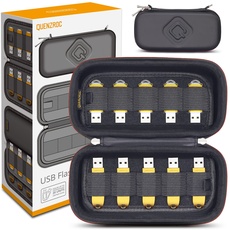 USB Stick Aufbewahrung Tasche für 20 USB Flash-Laufwerk QUENZROC USB Drive Case Organizer Schutz Hülle Aufbewahrungsbox - Schwarz