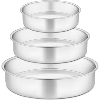 Joyfair Backform, Edelstahl Rund Kuchenform Tortenform 3er Set, 11/17/21 cm, Kuchenbackform Backformen für Geburtstag/Hochzeit/Weihnachten, Einteilig & Auslaufsicher, Ungiftig & Gesund