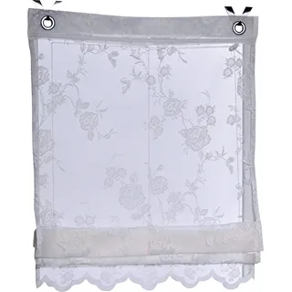 Raffrollo KUTTI "Florence" Gr. 2, beige (creme), B:60cm H:130cm, Wirkware, Obermaterial: 100% Polyester, Raffrollos, Raffrollo, transparent, creme, Spitze, Stickerei, Volant, mit Fensterhaken