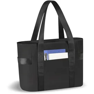 Unyqoos® Laptoptasche für Damen – geräumig, hochdichtes Polyester, wasserdicht, gepolstertes 15,6 inch Fach mit Klettverschluss, mehrere Taschen, 39 cm - Schwarz