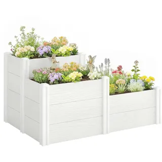 Outsunny Hochbeet 120 x 80 x 64 cm Weiß