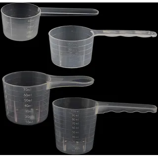 POHOVE 4PCS Messlöffel, Waschmittel Dosierhilfe,Kunststoff Dosier-Löffe Measuring Spoons Transparent mit Skala,Messbecher Löffel Einsetzbar als Dosierhilfe für Waschmittel 100ml/70ml/50ml/40ml