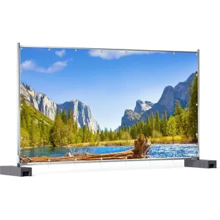 Wallario XXL Outdoor-Poster für Garten oder Balkon, Motiv Baumstamm im Fluss zwischen Bergen und Wäldern, in ca. 340 x 173 cm - Schwarz